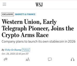 В следующем году Western uniоn запустит стейблкоин на Solana